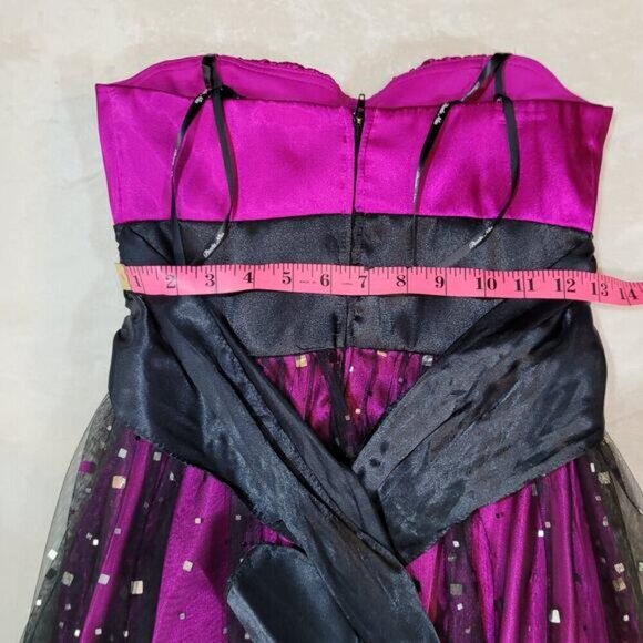 Blondie Nites by Linda Bernell Fuchsia‎ Short Party Dress with Mirror Sequins - Picture 6 of 7